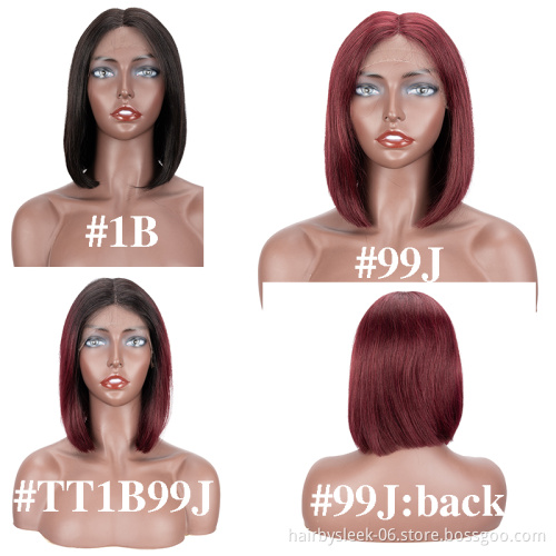 Rebecca fashion 10 inches Short Bob For Black Women With Middle Part  Brazilian Straight Hair Lace Front Wig Human Hair Wigs